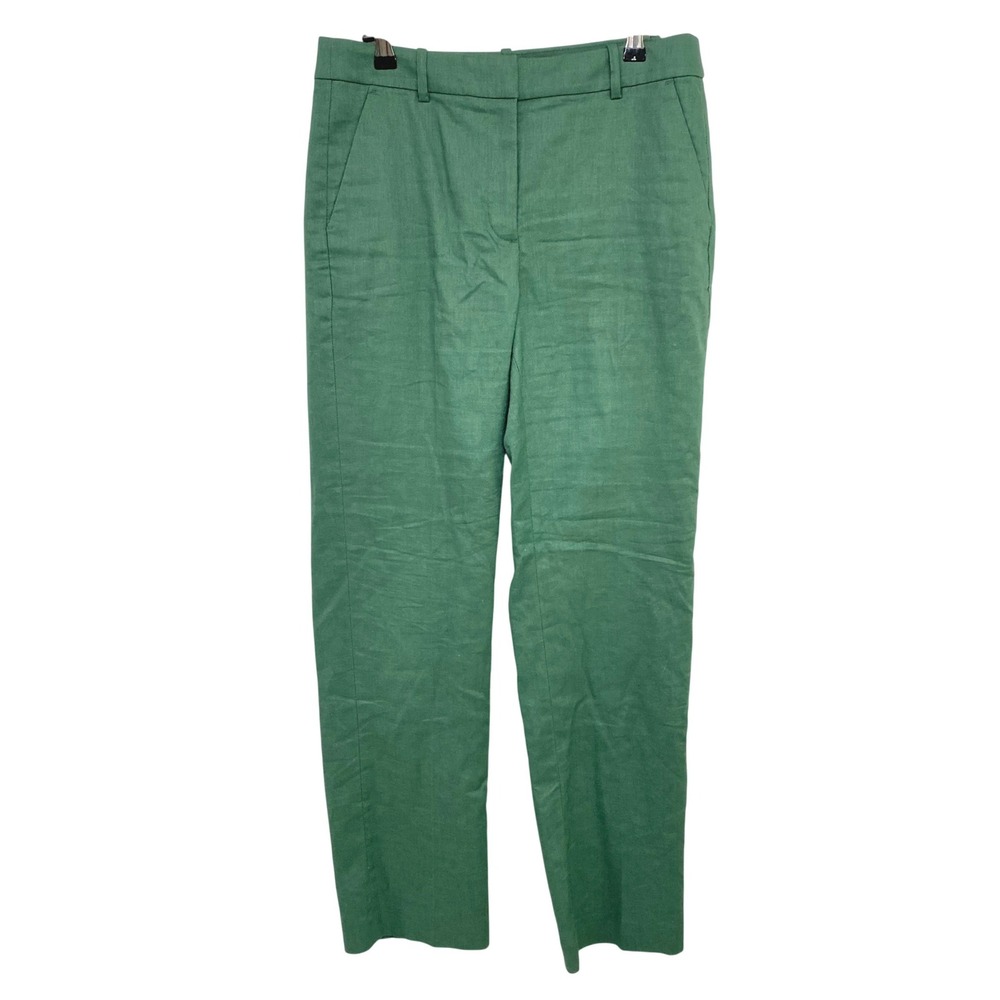 J Crew Kallie Linen Blend Pants 8 Tall Green Coastal Old Money Minimalist